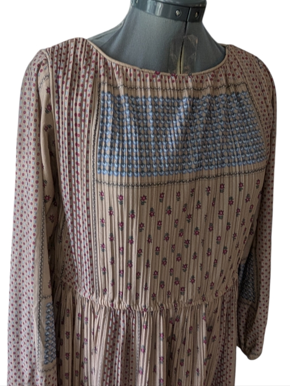Vintage Women's Floral Print Peasant Boho Dress